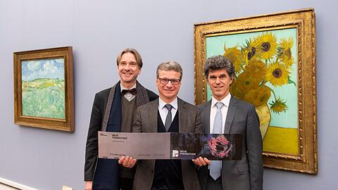 Bernhard Maaz, Generaldirektor der Staatsgemäldesammlungen (links), mit Kunstminister Bernd Sibler und Eberhard Schmid, Leiter des Staatlichen Bauamts München 1 (re.).