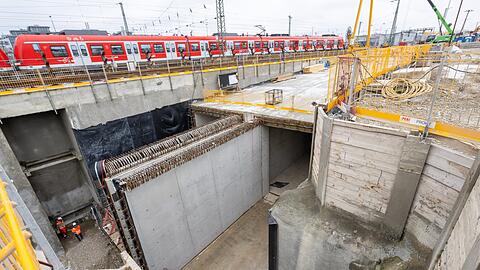 Bauarbeiten für die Stammstrecke in der Nähe der Donnersbergerbrücke.