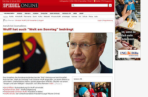 "Wulff hat auch Welt am Sonntag bedrängt"