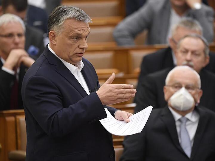 Viktor Orban bei einer Rede zum aktuellen Stand der Corona-Krise.