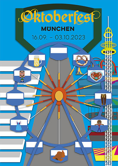 Wie sieht das Oktoberfest-Plakat 2023 aus? 45 Motive stehen zur Auswahl.