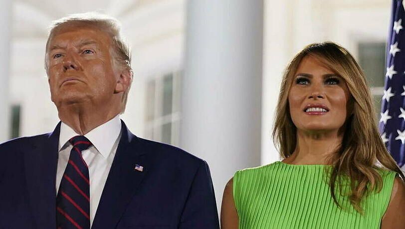 US-Präsident Donald Trump und First Lady Melania nach seiner Rede US-Präsident Donald Trump und First Lady Melania nach seiner Rede