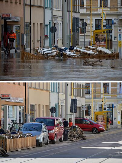 Aktuelle Bilder vom Hochwasser: In den betroffenen Städten beginnt das große Aufräumen wie hier in Gera