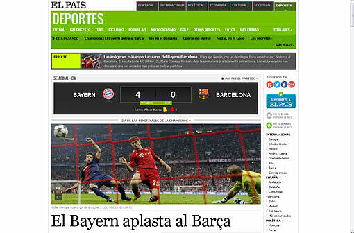 Ganz anders sehen die spanischen Zeitungen den Ausgang des Spiels. "El Pais": "Die Mannschaft von Jupp Heynckes war in allen Belangen überlegen"