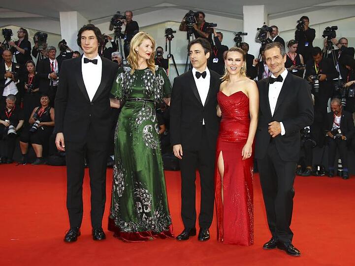Das Team von "Marriage Story": Adam Driver (l-r), Laura Dern, Noah Baumbach, Scarlett Johansson und der britische Produzent David Heyman.