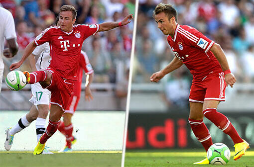 Der Doppeltorschütze Mario Götze in Aktion: Sehen Sie hier die Bilder vom Testspiel Bayern gegen Györi ETO.