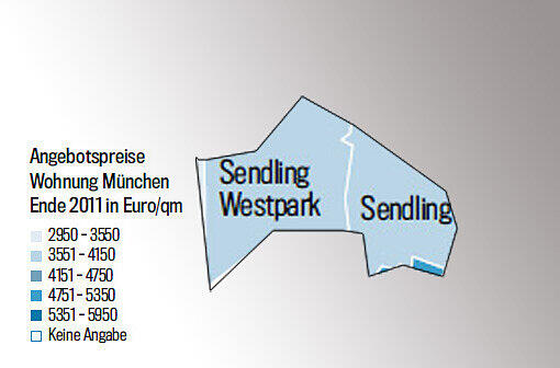Die Quadratmeterpreise in den Stadtvierteln. Je dunkler das blau, desto teurer die Wohnungen. Alles unter 4000 Euro ist heute günstig. Checken Sie Ihr Viertel. Einfach weiterklicken!