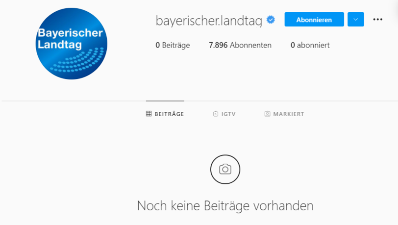 So sah der Instagram-Kanal des Landtags am Donnerstagmorgen aus: 0 Beiträge. So sah der Instagram-Kanal des Landtags am Donnerstagmorgen aus: 0 Beiträge.