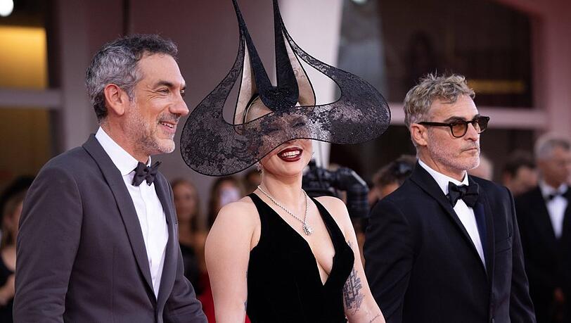 Gelungene "Joker: Folie à Deux"-Premiere in Venedig: Todd Philipps, Lady Gaga und Joaquin Phoenix (r.)