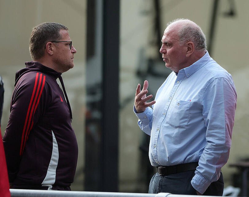 Uli Hoeneß (r.) mit Sportvorstand Max Eberl. Uli Hoeneß (r.) mit Sportvorstand Max Eberl.
