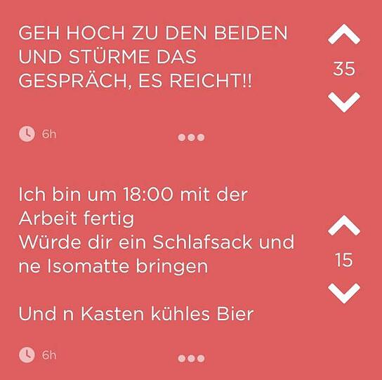 Die Community steht dem OJ bei und bietet immer wieder persönliche Unterstützung, Ausrüstung, Essen und Bier.