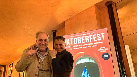 Komponist Harold Faltermeyer und Schauspieler Christoph Marti freuen sich auf die M&uuml;nchen-Premiere des Oktoberfest-Muscals.