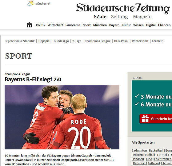 Die SZ sah eine B-Elf siegen.