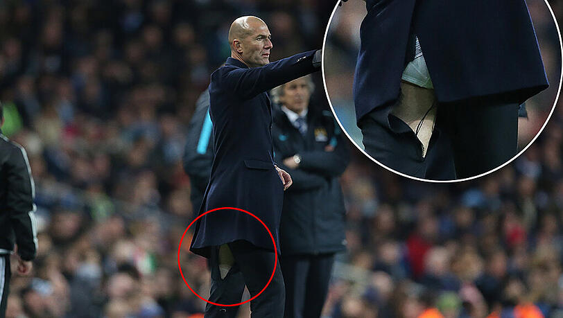 Viel Haut, wenig Spaß: Real-Coach Zinedine Zidane beim Halbfinal-Hinspiel gegen Manchester City. Viel Haut, wenig Spaß: Real-Coach Zinedine Zidane beim Halbfinal-Hinspiel gegen Manchester City.