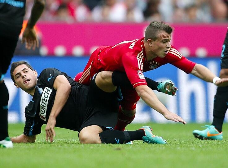 Ex-Löwe Kevin Volland: Mit Hoffenheim trat er nun beim FC Bayern (hier im Duell mit Xherdan Shaqiri) an