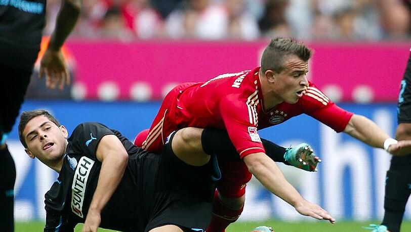 Ex-Löwe Kevin Volland: Mit Hoffenheim trat er nun beim FC Bayern (hier im Duell mit Xherdan Shaqiri) an Ex-Löwe Kevin Volland: Mit Hoffenheim trat er nun beim FC Bayern (hier im Duell mit Xherdan Shaqiri) an