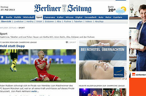 Die Berliner Zeitung beschäftigt sich mit dem Sieg-Torschützen Arjen Robben.