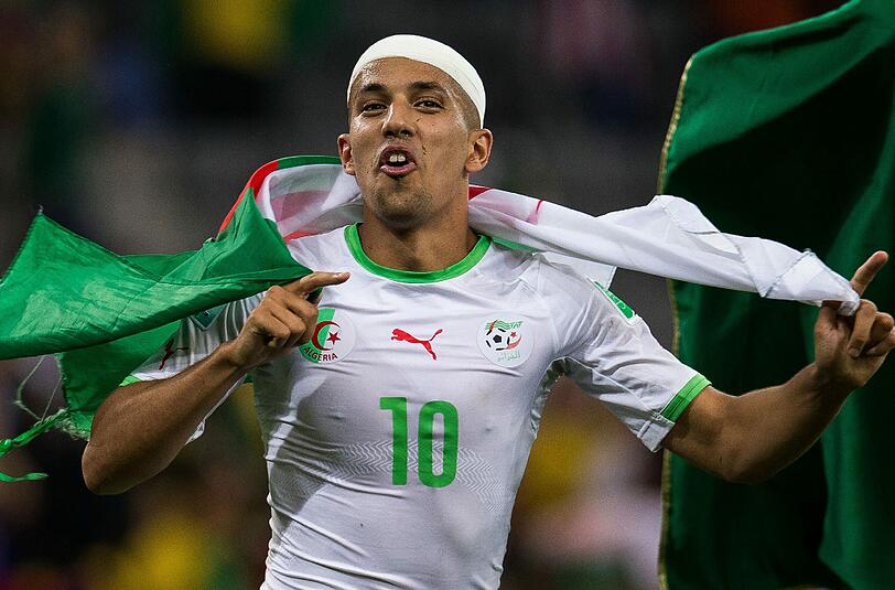 Algeriens Sofiane Feghouli feiert das 1:1 gegen Russland.