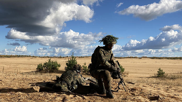 Deutsche Soldaten nehmen in Gaiziunai (Litauen) an der ersten Militärübung der deutschen Brigade zum verstärkten Schutz der Nato-Ostflanke teil.