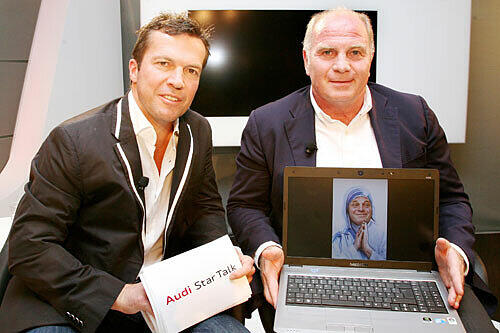 Lothar Matthäus und Uli Hoeneß im &bdquo;Audi-Star-Talk&ldquo;.