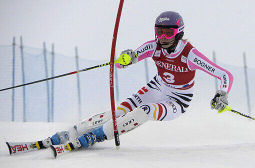 Maria Höfl-Riesch während des ersten Rennens des Weltcup-Slaloms der Frauen im finnischen Levi.