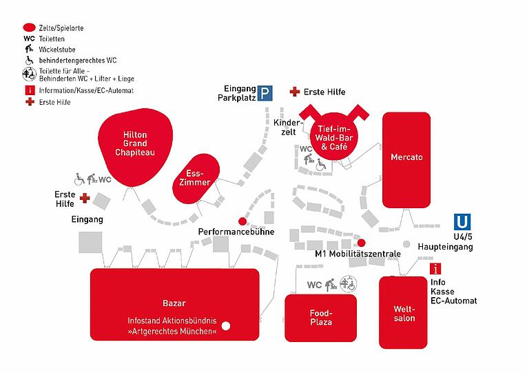 Der Geländeplan des Tollwood Winterfestivals 2016