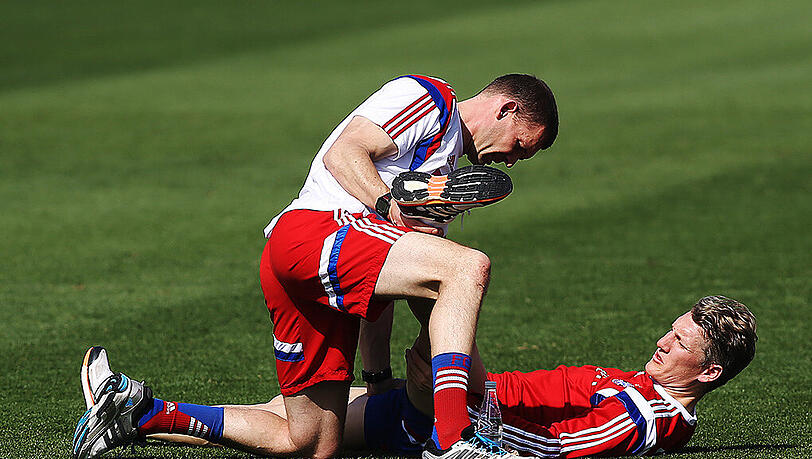 Bastian Schweinsteiger im Trainingslager in Doha. Bastian Schweinsteiger im Trainingslager in Doha.