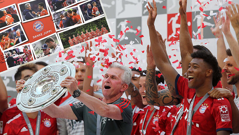Die Spieler des FC Bayern sagen "Danke!" zu Jupp Heynckes.