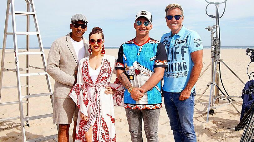 Die "DSDS"-Jury: Xavier Naidoo (v.l.), Oana Nechiti, Pietro Lombardi und Chefjuror Dieter Bohlen