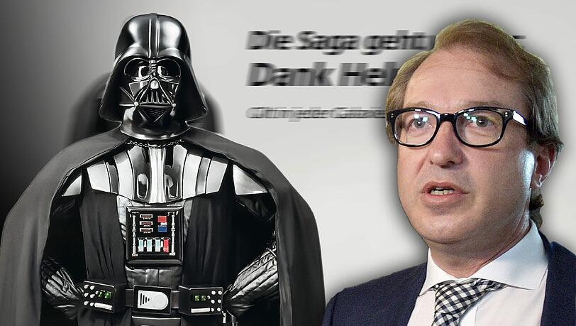 Machen seit Dienstag gemeinsame Sache: Hollywood-Schurke Darth Vader (l.) und Bundesverkehrsminister Alexander Dobrindt. Machen seit Dienstag gemeinsame Sache: Hollywood-Schurke Darth Vader (l.) und Bundesverkehrsminister Alexander Dobrindt.