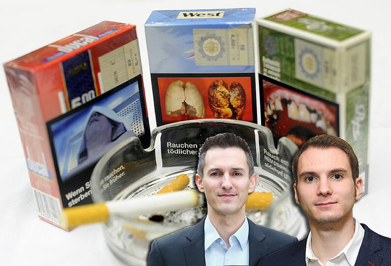 Die AZ-Redakteure Timo Lokoschat (l.) und Tobias Wolf über die Ekelbildchen auf den Zigarettenschachteln.