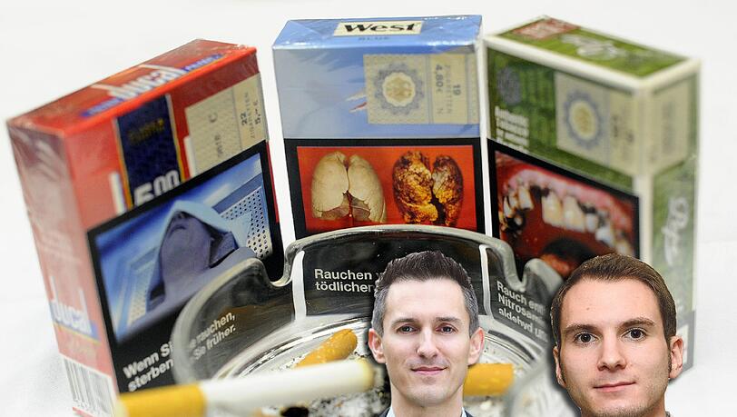 Die AZ-Redakteure Timo Lokoschat (l.) und Tobias Wolf über die Ekelbildchen auf den Zigarettenschachteln. Die AZ-Redakteure Timo Lokoschat (l.) und Tobias Wolf über die Ekelbildchen auf den Zigarettenschachteln.