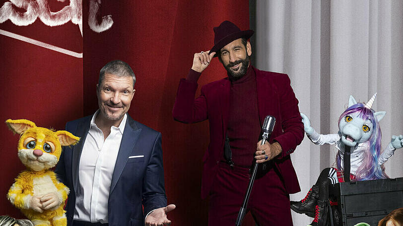 Hardy Krüger jr. (r.) und Massimo Sinató werden mit Puppen auf der Bühne singen.