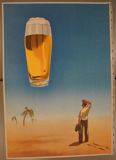 Bierwerbung von 1955: Hier fehlt der bekannte Spruch &bdquo;Durst wird durch Bier erst schön&ldquo;.