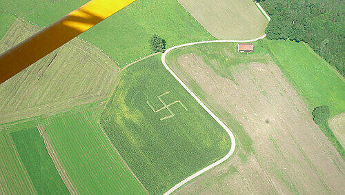 Unfassbar wie weit Nazis gehen: Jemand trampelte ein Hankenkreuz in ein Maisfeld. Unfassbar wie weit Nazis gehen: Jemand trampelte ein Hankenkreuz in ein Maisfeld.