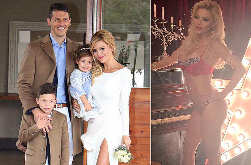 Manchester City: Der ehemalige Bayern-Spieler Martin Demichelis mit seiner modelnden Frau Evangelina Anderson und den gemeinsamen Kindern.