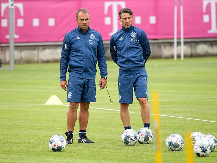 Co-Trainer Hansi Flick (l) und Trainer Niko Kovac (r) vom FC Bayern München. Foto: Matthias Balk
