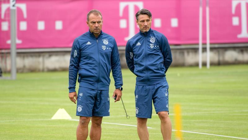 Co-Trainer Hansi Flick (l) und Trainer Niko Kovac (r) vom FC Bayern München. Foto: Matthias Balk
