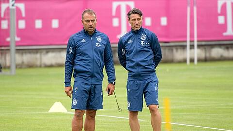 Co-Trainer Hansi Flick (l) und Trainer Niko Kovac (r) vom FC Bayern München. Foto: Matthias Balk