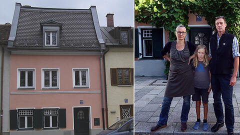 Christian Teutsch und Katrin Sachs wohnen mit ihrem Sohn Johannes in einem Herbergshäusl in der Hochstraße. Die Mauer um ihr Haus soll abgerissen werden, das gefährdet auch ihr Heim, fürchten sie.