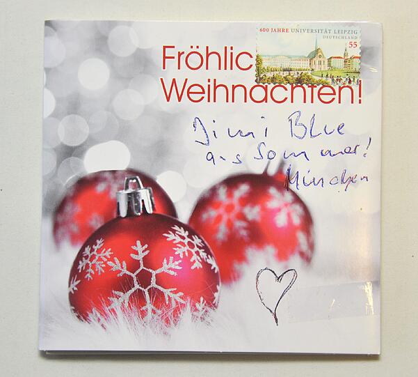 Da dürfte dieses Exemplar schon leichter zu lösen gewesen sein - richtig: Es handelt sich offenbar um eine Karte für den Jung-Schauspieler Jimi Blue Ochsenknecht.
