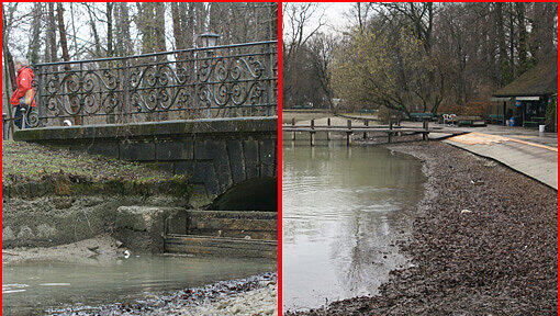 Modrig und schlammig: Beim Kleinhesseloher See wurde Wasser abgelassen, damit ein Bootssteg erneuert werden kann. Den Münchnern stinkt's gewaltig - am schönen Frühlingswochenende gab's hier kein Frischlufterlebnis. Modrig und schlammig: Beim Kleinhesseloher See wurde Wasser abgelassen, damit ein Bootssteg erneuert werden kann. Den Münchnern stinkt's gewaltig - am schönen Frühlingswochenende gab's hier kein Frischlufterlebnis.