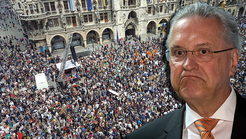 Zehntausende demonstranten sollen "Lügenpropaganda" aufgesessen sein, so Innenminister Herrmann. Zehntausende demonstranten sollen "Lügenpropaganda" aufgesessen sein, so Innenminister Herrmann.