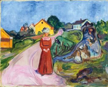 Edvard Munch muss natürlich sein in einer Ausstellung mit nordischer Kunst: Hier die "Frau im roten Kleid" aus den Bayerischen Staatsgemäldesammlungen.