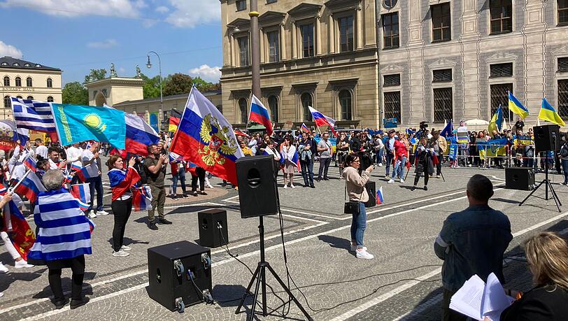 Die Prorussische Demo auf dem Odeonsplatz am 9. Mai 2022.