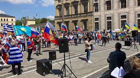 Die Prorussische Demo auf dem Odeonsplatz am 9. Mai 2022.