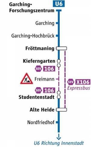 So sieht der Plan aus: Busse ersetzen die U-Bahn zwischen Studentenstadt und Kieferngarten.