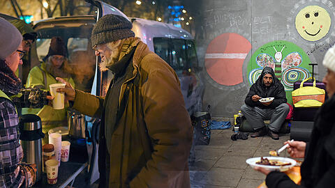 Ob Kältebus oder Bayernkaserne - Obdachlose bekommen in München in den kalten Monaten an mehreren Orten Hilfe - ein Abend auf den Straßen der Stadt zum Durchklicken.