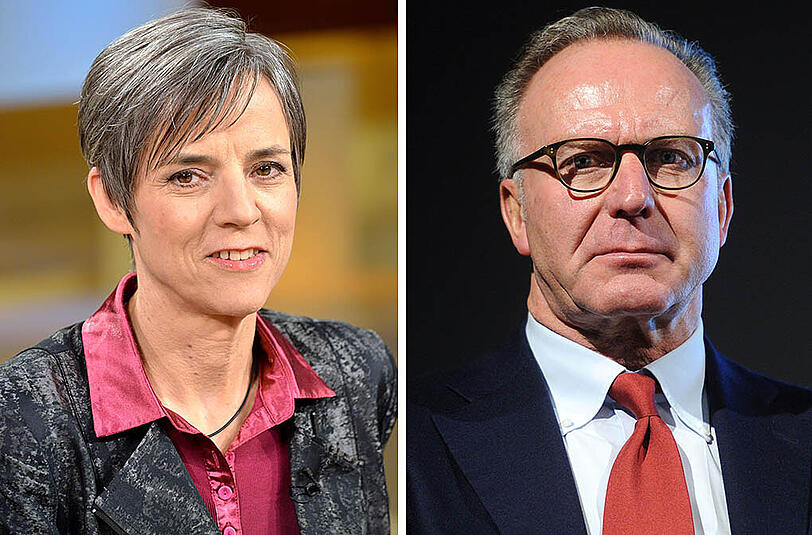 Sylvia Schenk (links) knöpft sich Bayern-Vorstandsboss Karl-Heinz Rummenigge vor.