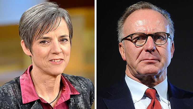 Sylvia Schenk (links) knöpft sich Bayern-Vorstandsboss Karl-Heinz Rummenigge vor. Sylvia Schenk (links) knöpft sich Bayern-Vorstandsboss Karl-Heinz Rummenigge vor.